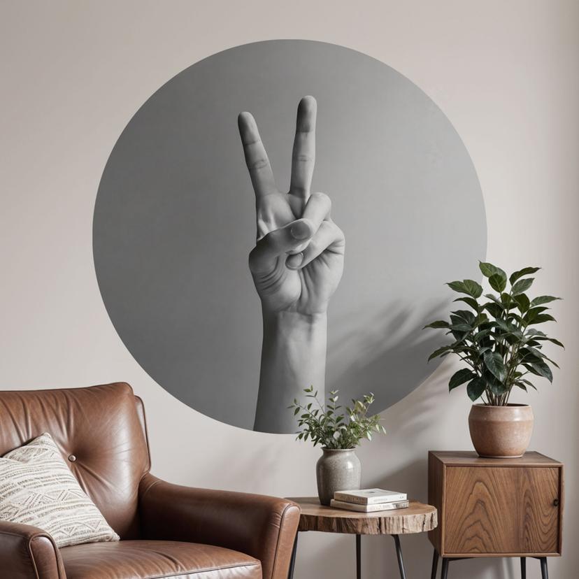 Wallsticker Victory Hand - tegn på fred og sejr - Bühler - Rund