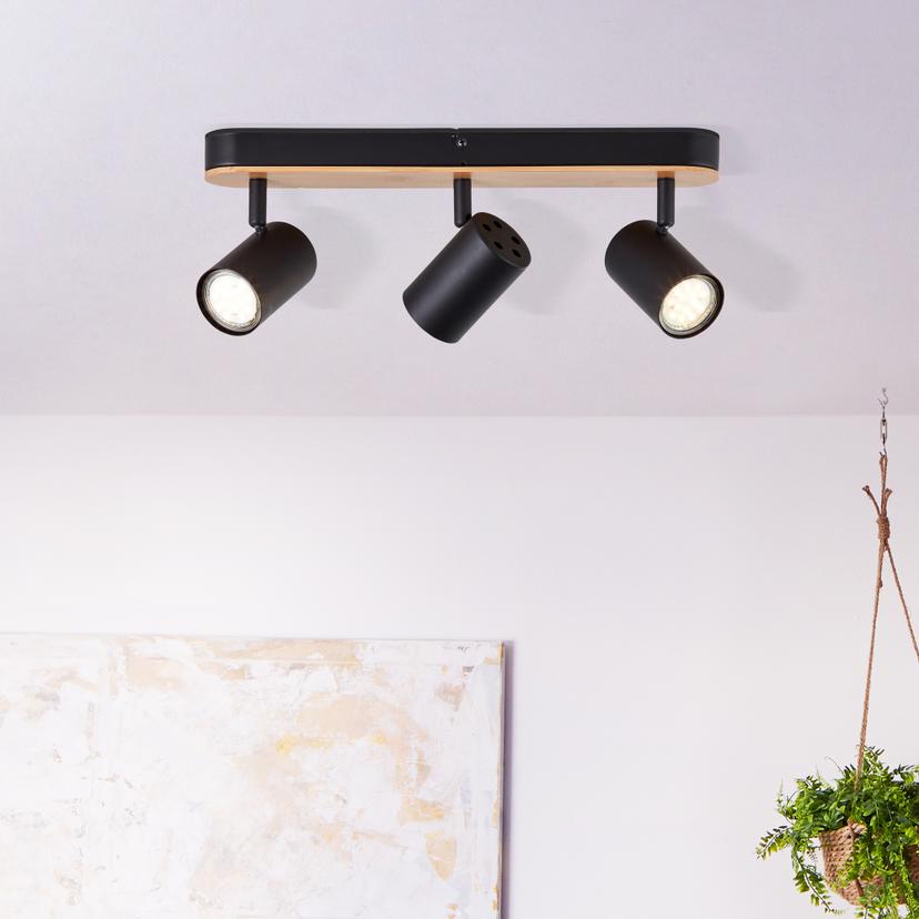 Spotbalken Luca, braun, 14,5 x 40,5 cm, Bambus Lampe