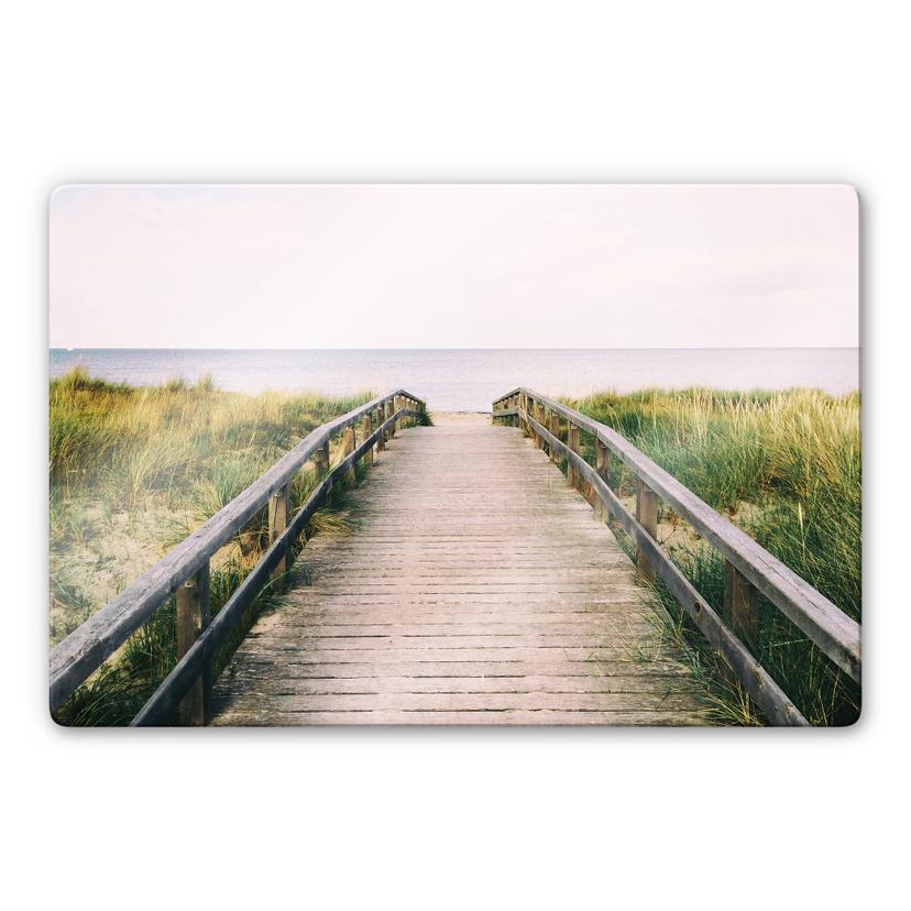 Glasschilderij Naar het Strand
