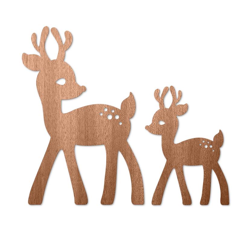 Décoration en bois - Faon - Placage d'acajou