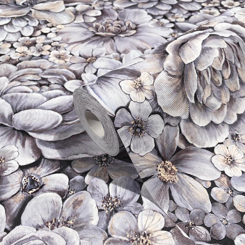 Carta da parati non tessuta viola a fiori per il soggiorno della camera da letto carta da parati mar