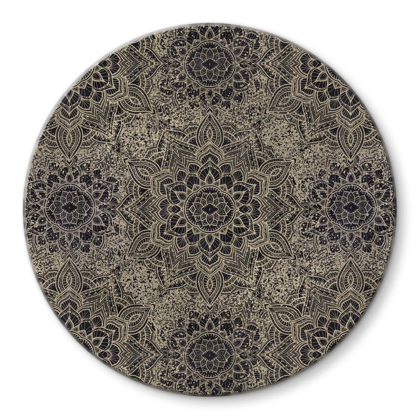 Tableau en verre Mandala Boho or antique - Bloomery Decor - Rond