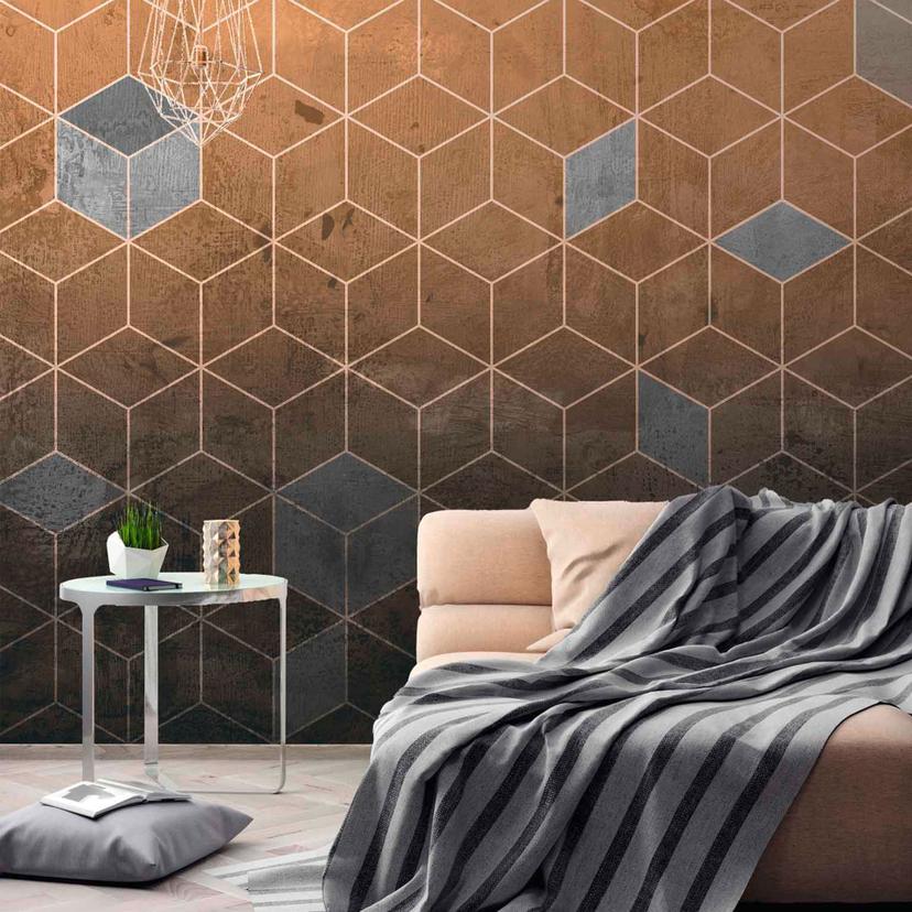 Papier peint design DTiles2 en beige gris - revêtement mural Designwalls 2 - 2,55 x 3,5 m