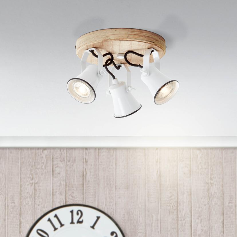 Spotrondell Naomi, beige, 13 x 28 cm, Holz Strahler