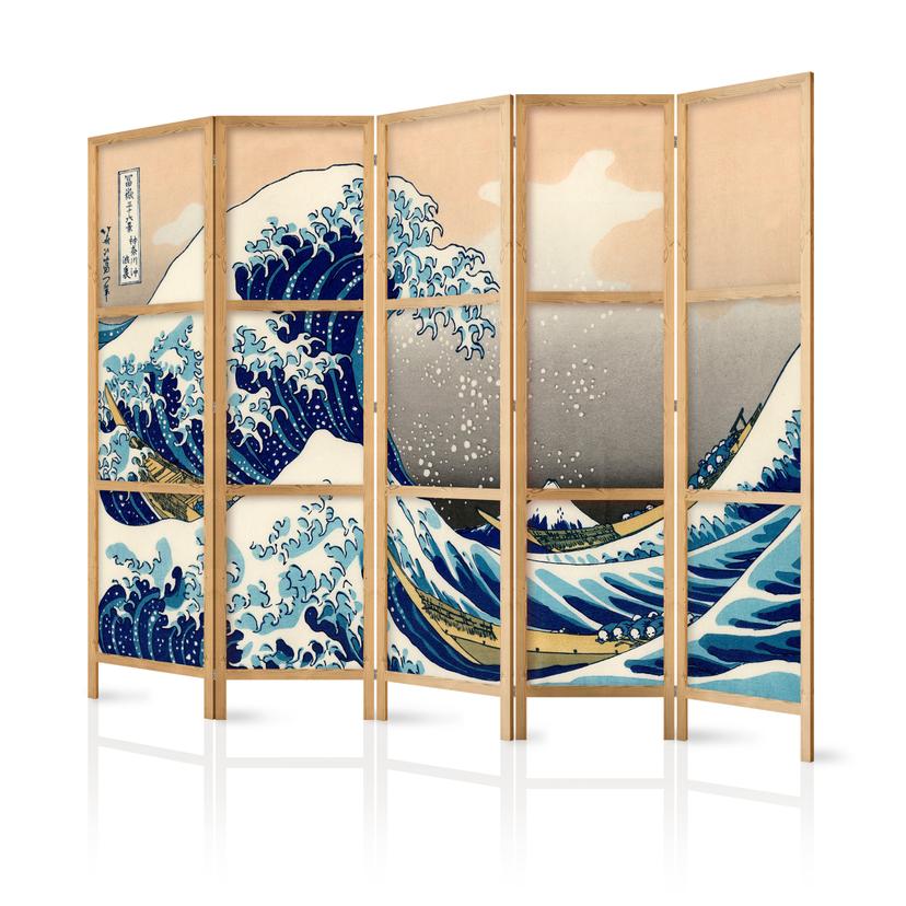 Parete divisoria pieghevole giapponese - Grande onda a Kanagawa, 3 pezzi
