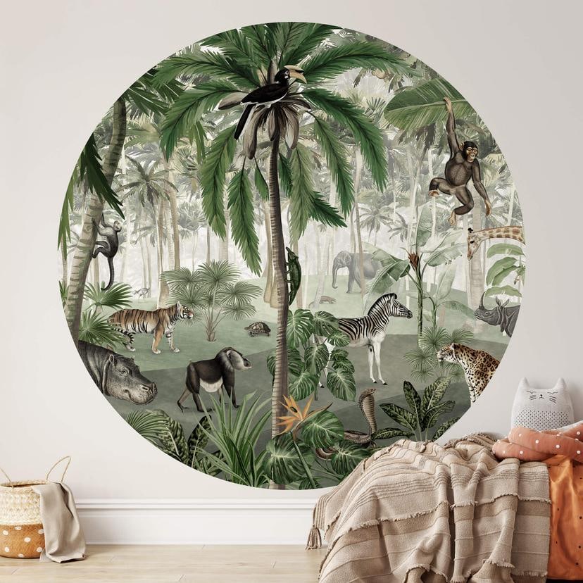 Fototapet - Rundt Kikki Belle - Jungle Search billede - vliesetapet/selvklæbende non-woven tapet