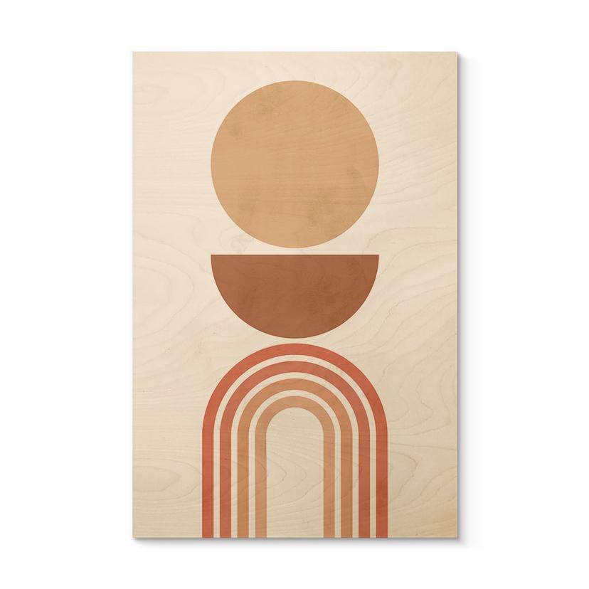 Træplakat Abstrakt balance - Retro buer og cirkler - Costa