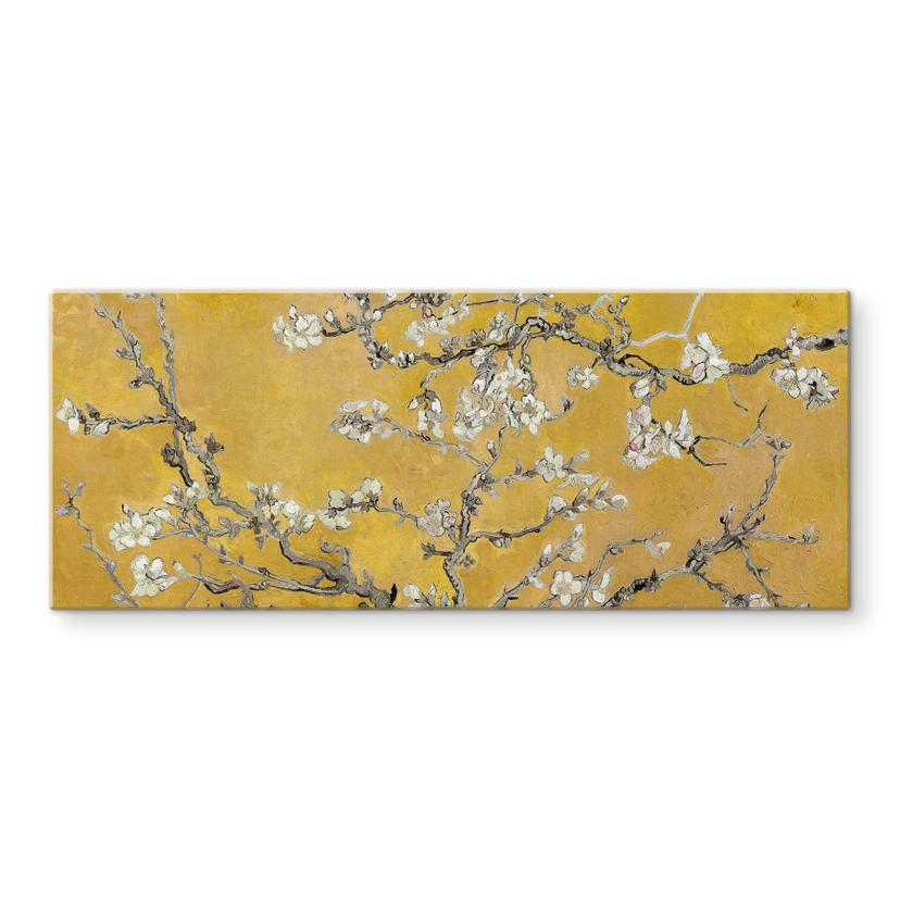 Tableau en verre van Gogh - Amandier en fleurs ocre - Panorama