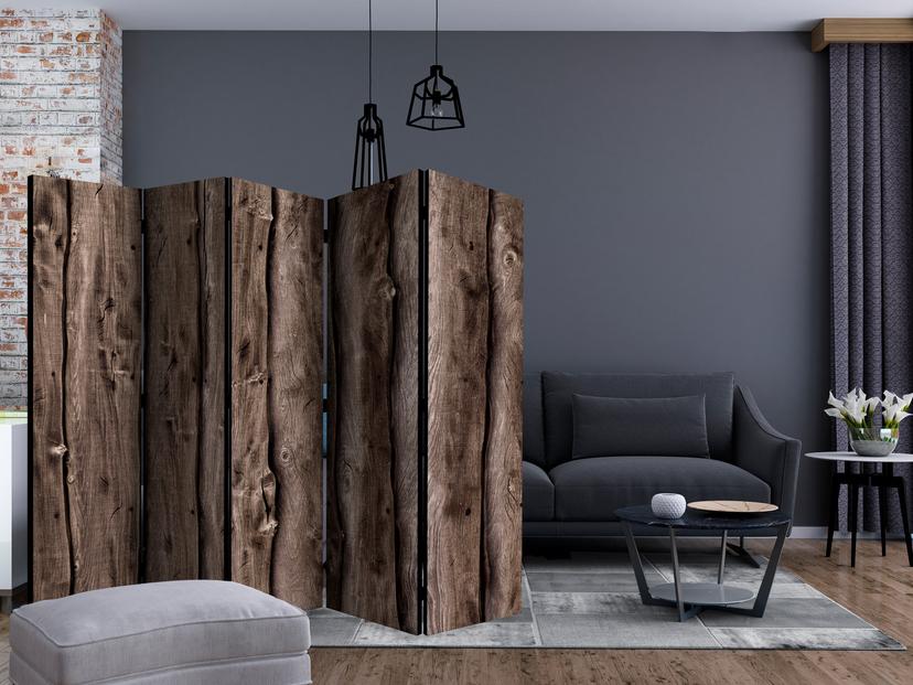 Schermo divisorio - Melodia di legno, 5 pezzi - 225x172 cm