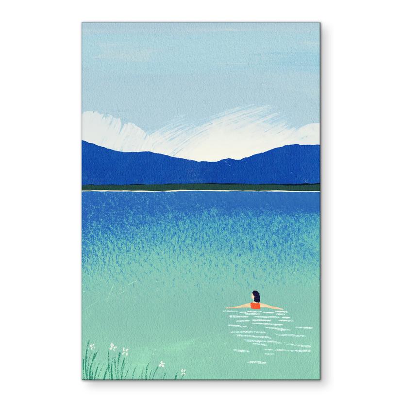 Wanddecoratie Zomerzwemmen in het bergmeer - Rivers - Alu-Dibond