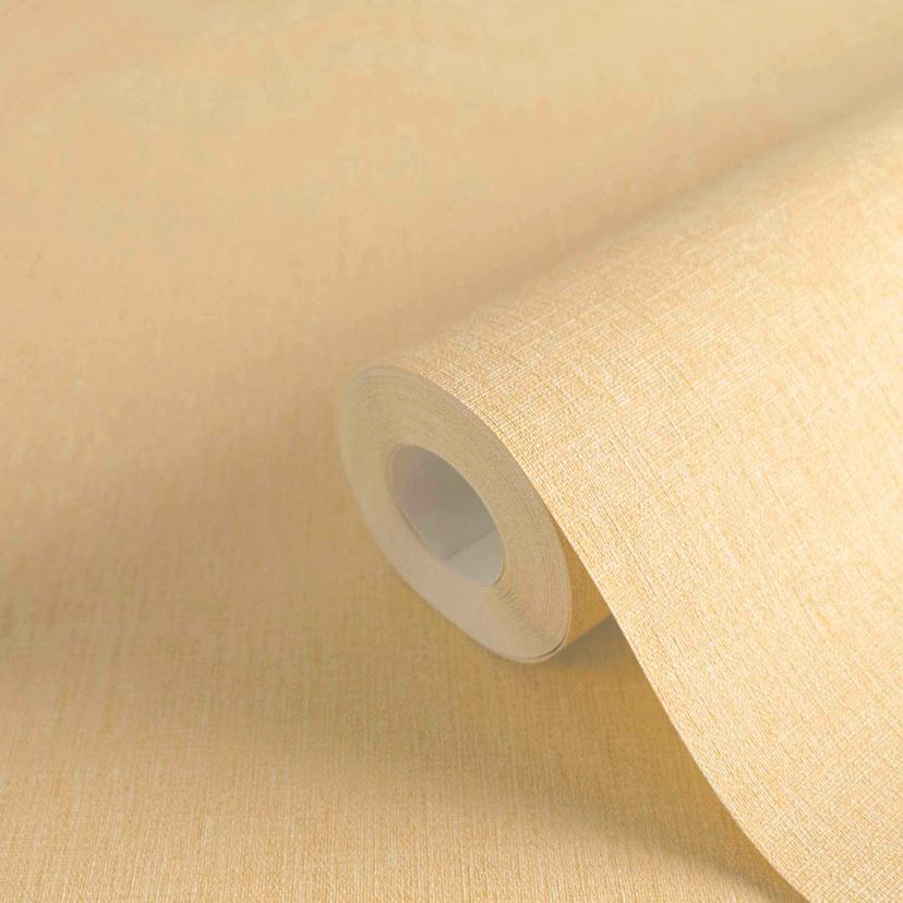Non-woven tapet i linneoptik creme - Enfärgad tapet för elegant inredning