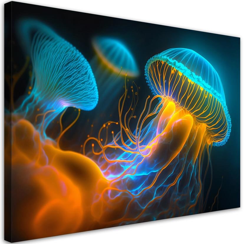Tableau sur toile méduse néon sous-marin