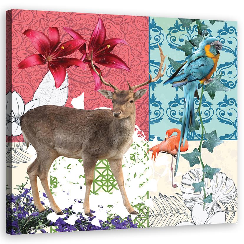 Canvasbillede, pop art-collage med dyr