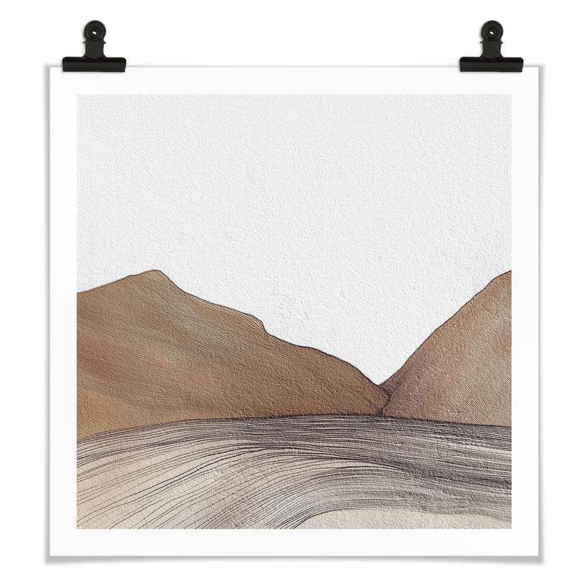 Poster Line Art Berg och öken | Minimal Art - Alma - Square