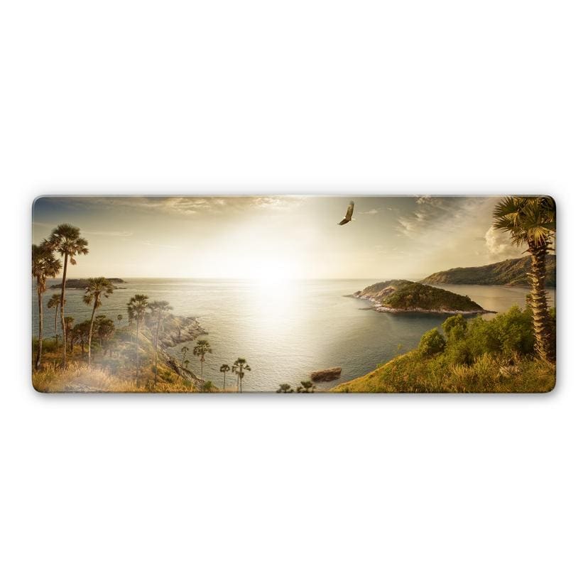 Tableau en verre - Coucher de soleil au paradis - Panorama