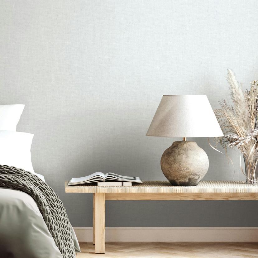 Papel pintado no tejido textil, liso texturado moderno mate en gris