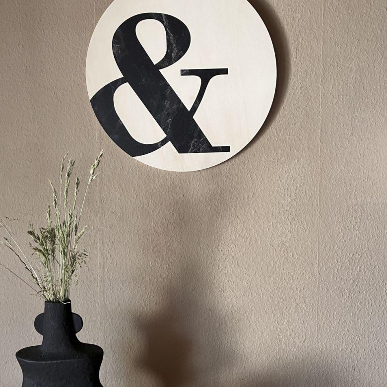 Cuadro de madera Ampersand de mármol negro - Redondo