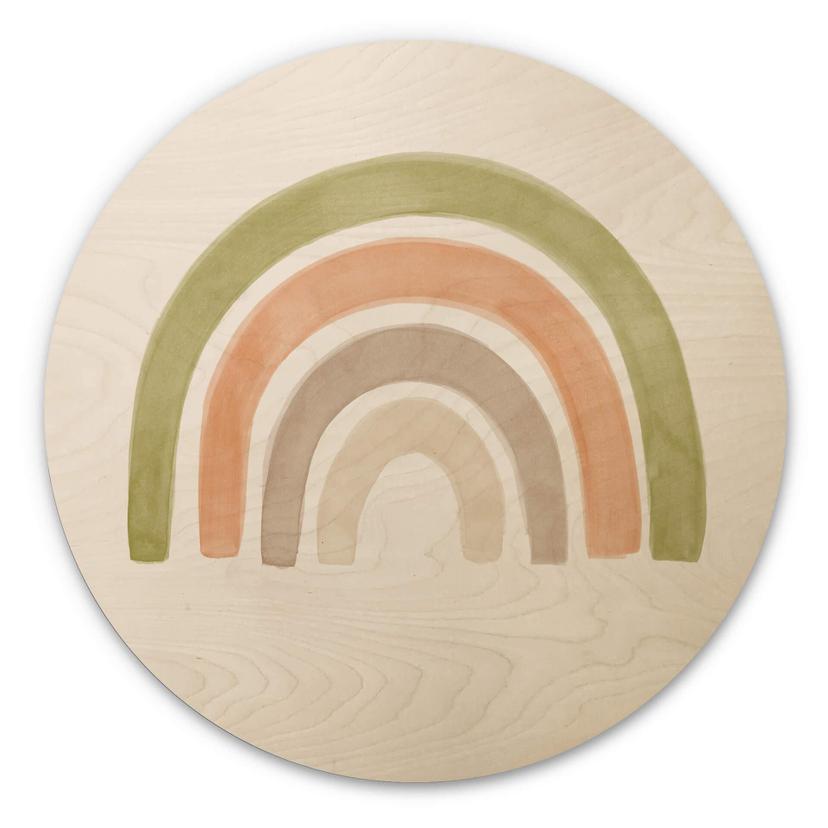 Nouveauprints Cuadro de madera - Arco iris acuarela - Redondo