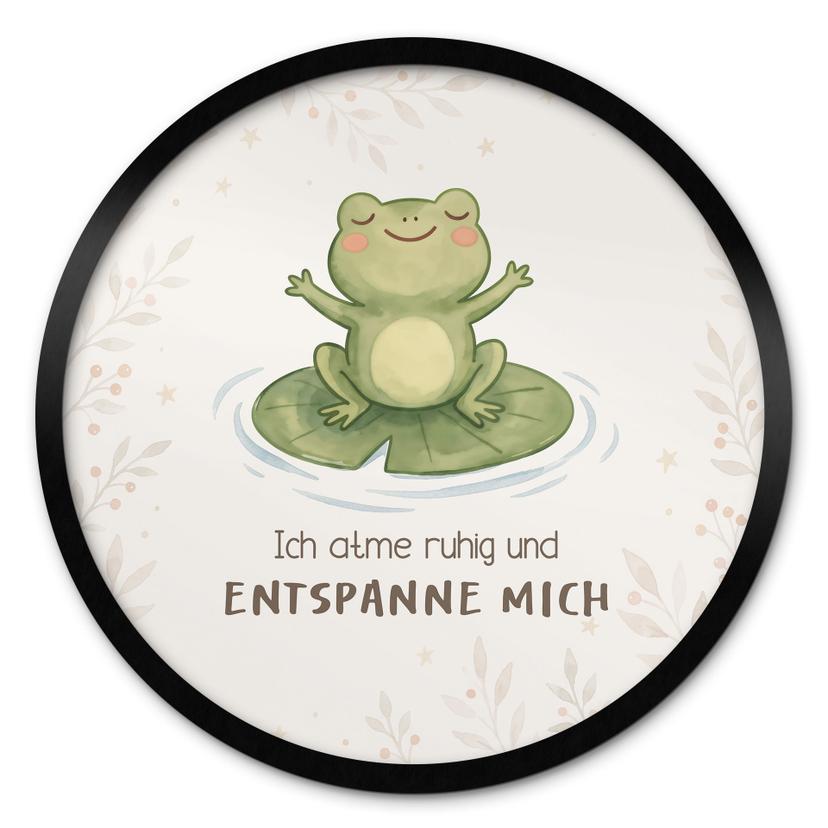 Rundes Kinder-Poster mit Frosch - 'Ich atme ruhig'