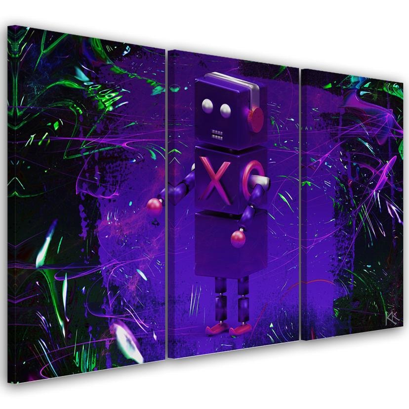 Lærred print 3 dele, robot til spilleren