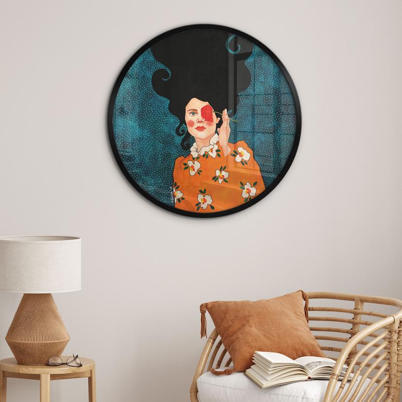 Mystisk kvinde med rose plakat - Hülya - Round