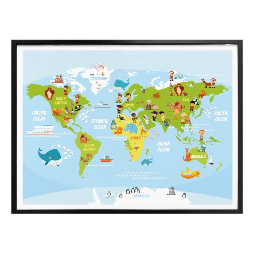 Poster Carte du monde pour enfants amusante