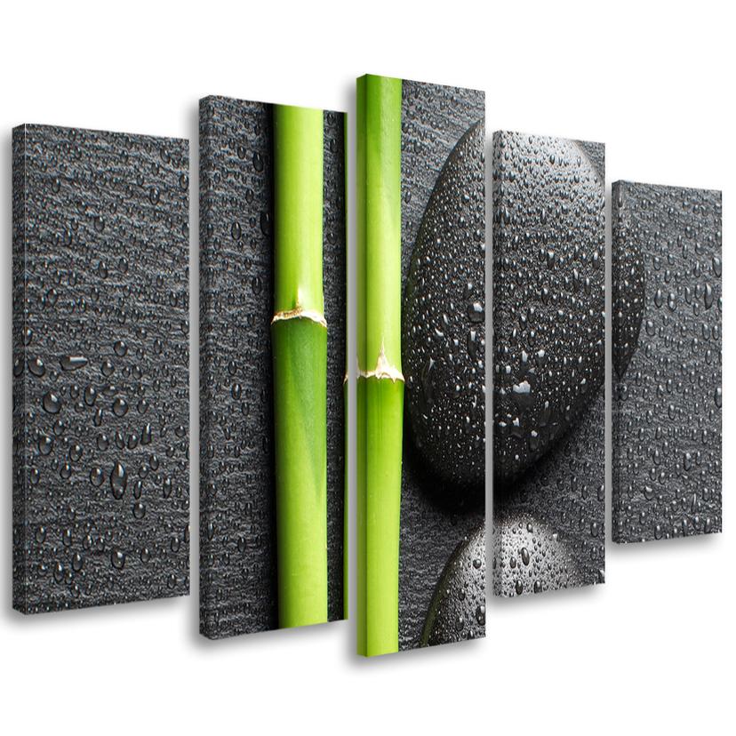 5 stykke lærredstryk Stones Bamboo Zen Spa