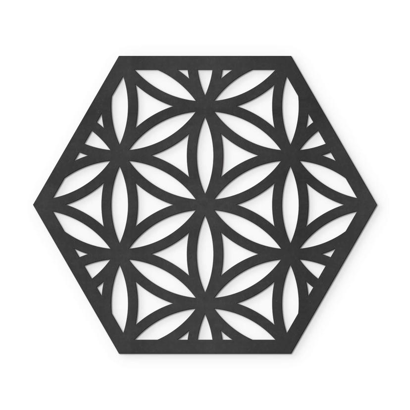 MDF - Väggdekorationer i trä - Hexagon livets blomma