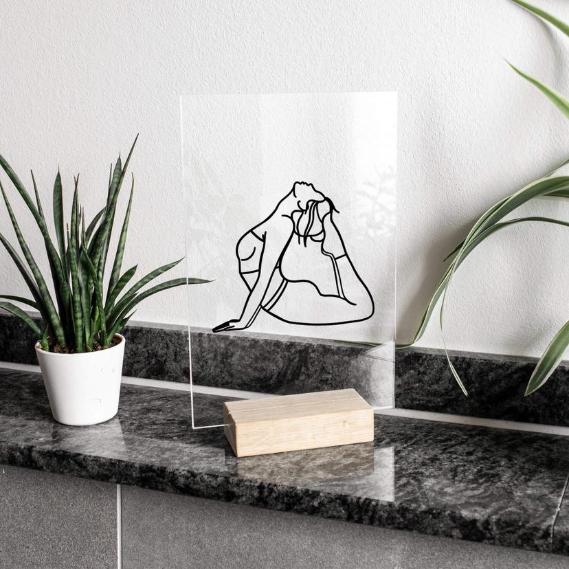 Decoro acrilico + supporto Yoga - Line Art