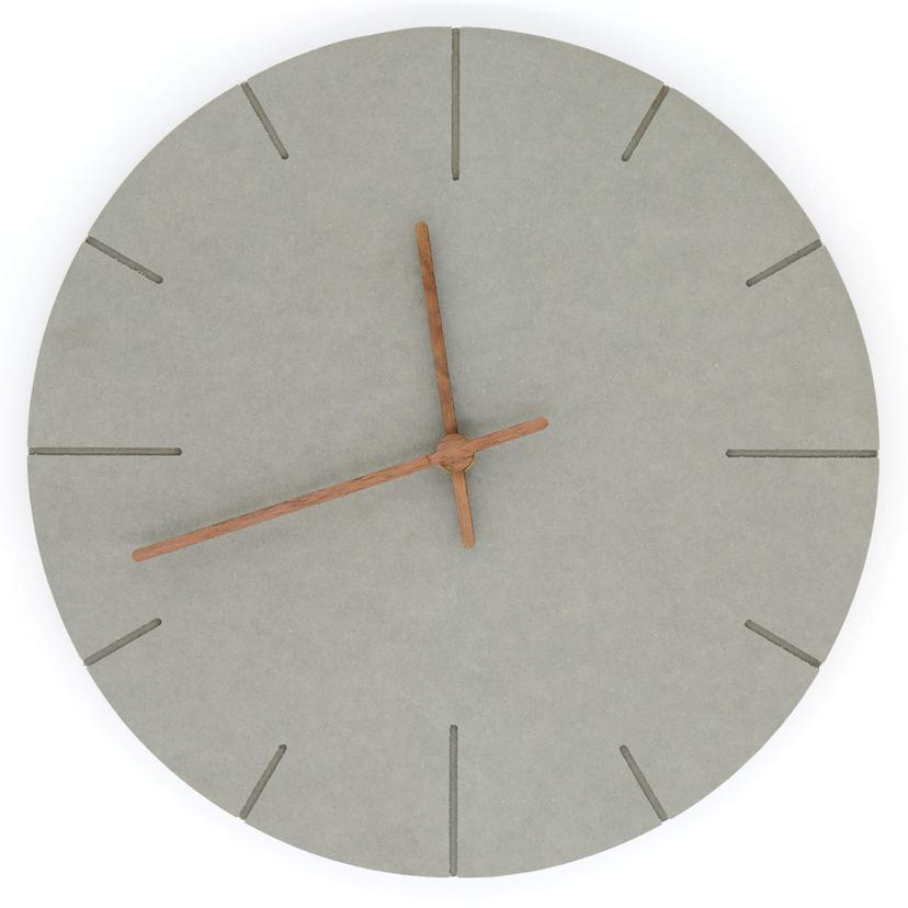 Minimalistische wandklok van MDF, grijs | rond & stil | Ø30 cm