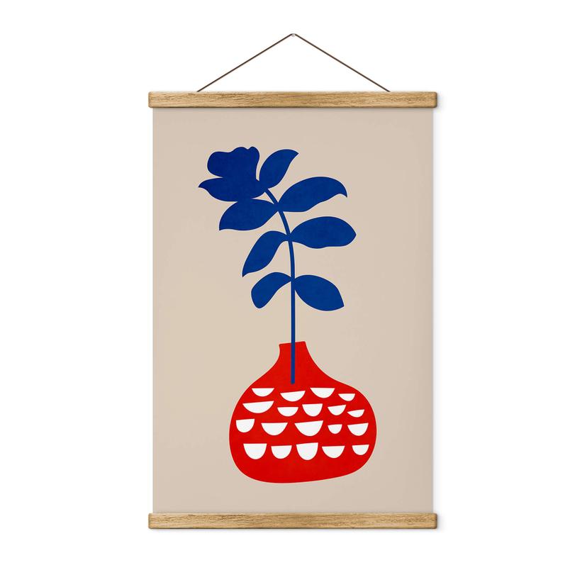 Tekstil plakat Kubistika - Vild blomst i rød vase