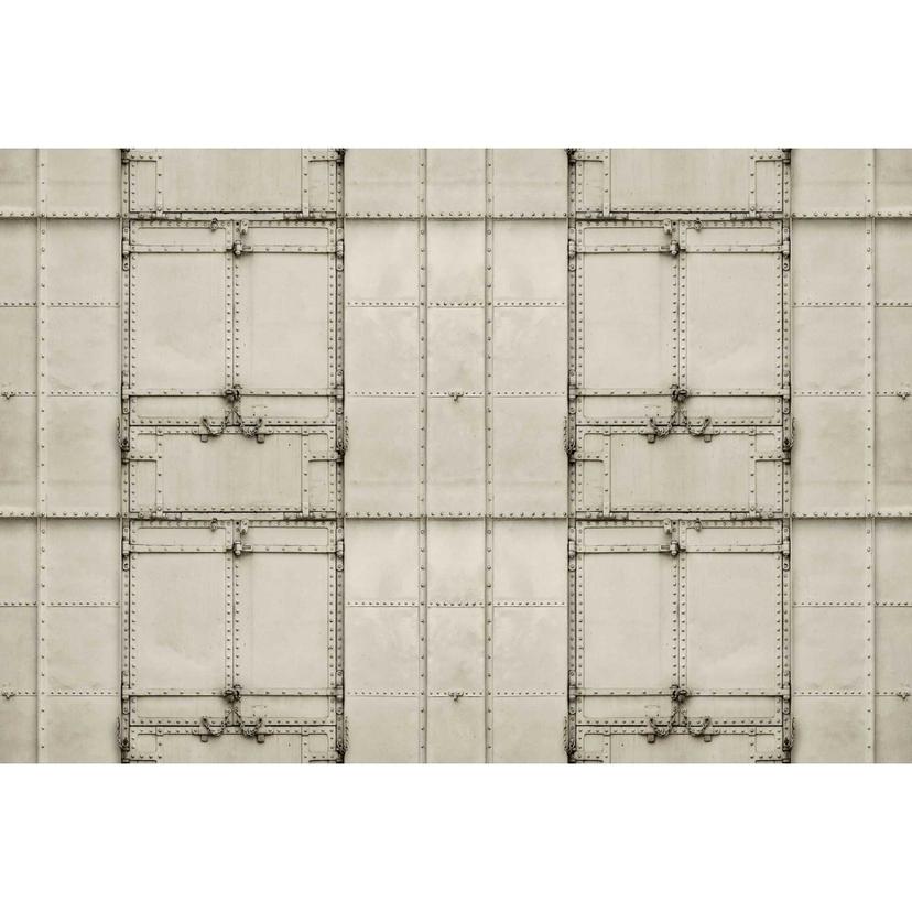 Murale di carta da parati in stile industriale - Pannello metallico in grigio