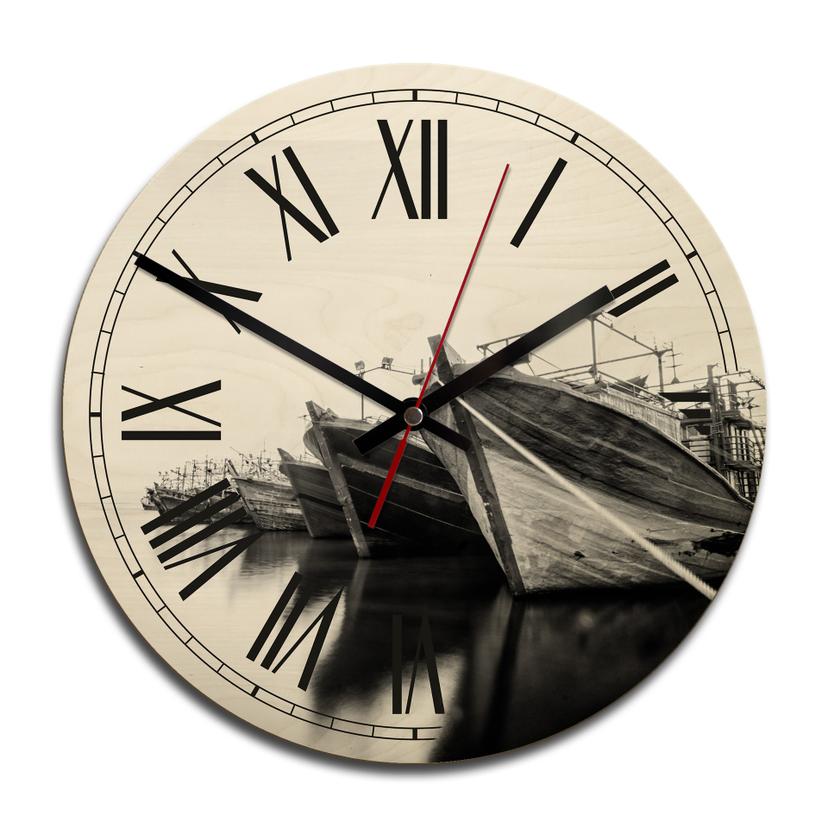 Horloge murale en bois - Lâcher les amarres