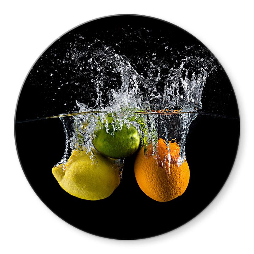 Tableau sur verre rond Mogyorosi - Des éclats fruités d'agrumes