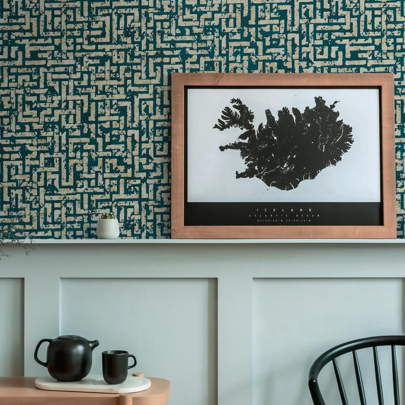Livingwalls Ethnotapete My Home My Spa Vliestapete Study Libary Home ozeanblau, gold, silber