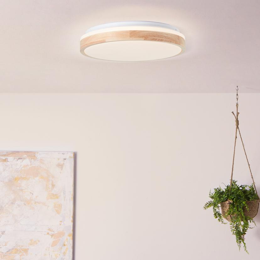 Deckenleuchte Cleo, beige, Ø 39 cm, Holz Lampe
