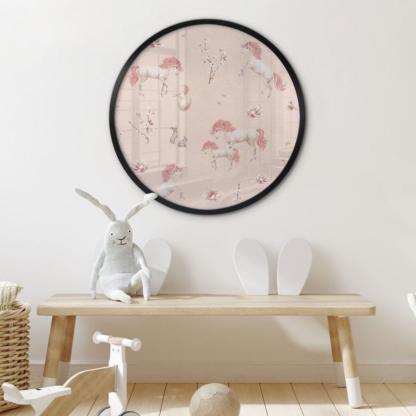 Poster con unicorni incantati e fiori di ciliegio - Kikki Belle - Rotondo