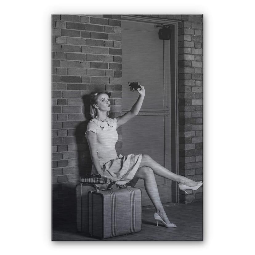 Alu-Dibond Zilver effect - Woodforth - Old fashioned selfie