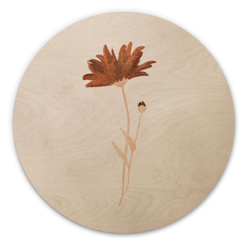 Cuadro de madera flor silvestre abstracta - Goed Blauw - Redondo