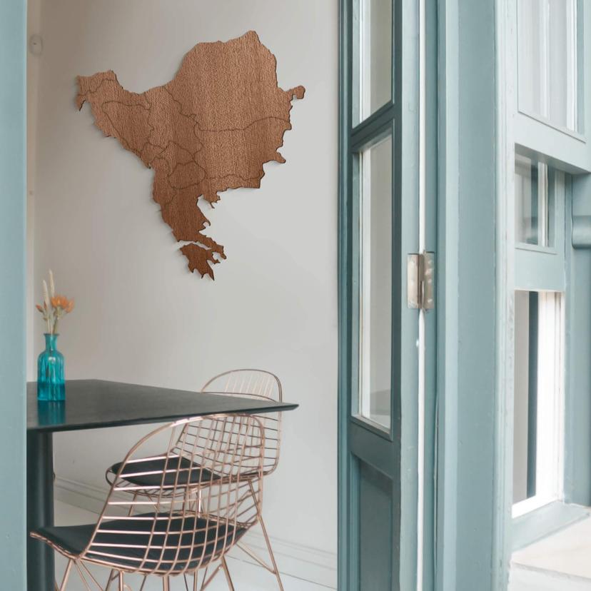 Wood Art Chapa de Caoba - Mapa Balcanes Sudeste de Europa