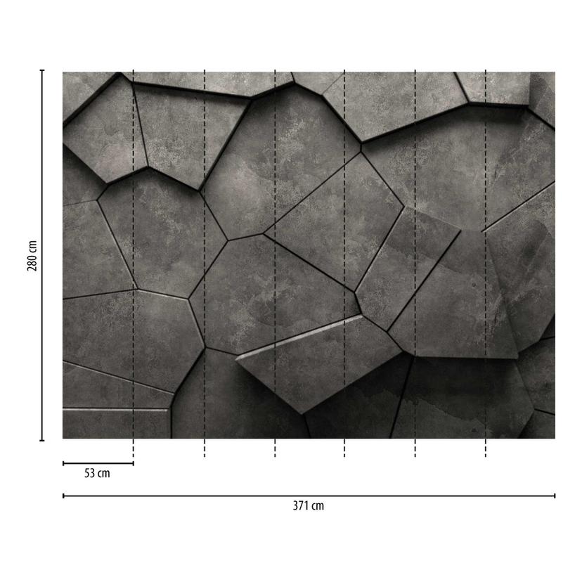 3D look cemento grigio - carta da parati in tessuto non tessuto con motivo geometrico - design indus