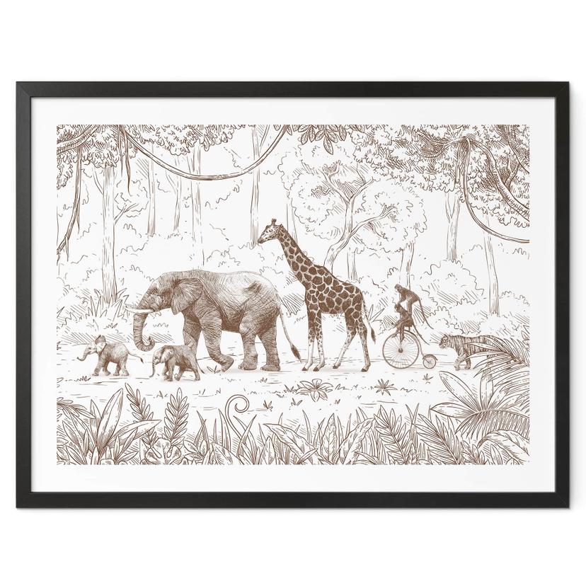 Plakat Jungleparade med dyr - Kikki Belle