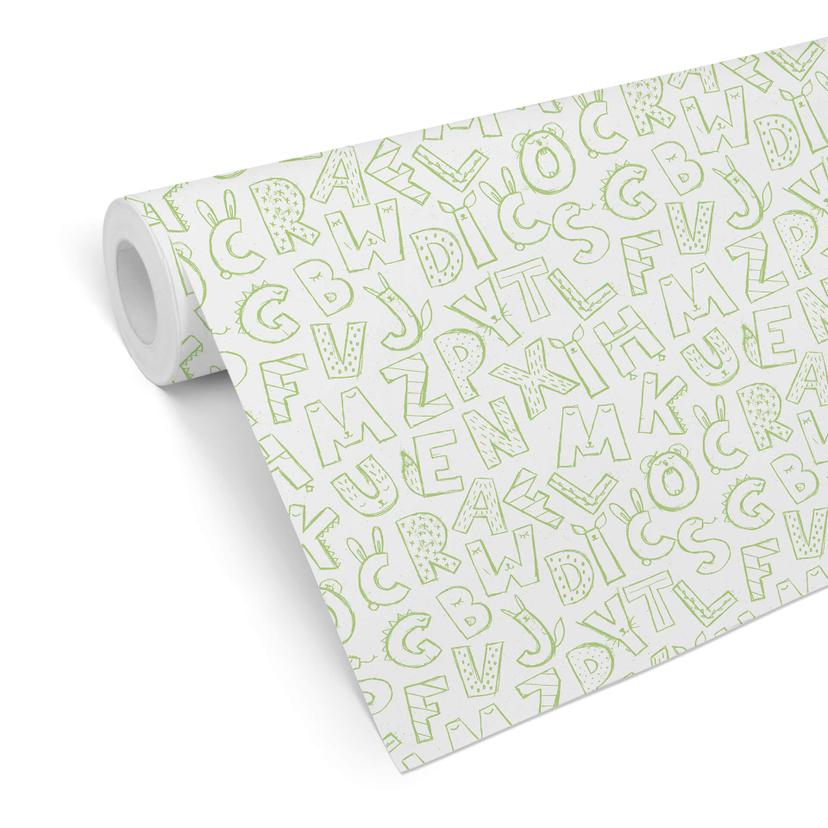 Papier peint à motifs - Alphabet pour enfants - vert