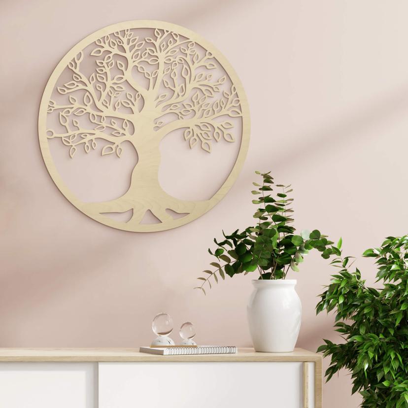 Decoración en madera álamo - árbol de la vida