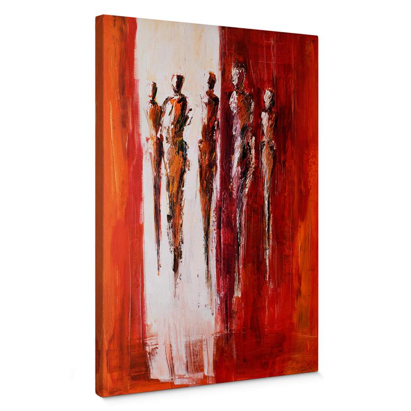 Lienzo Schüßler - Cinco figuras en rojo