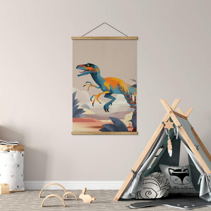 Poster tessile Velociraptor - Braun