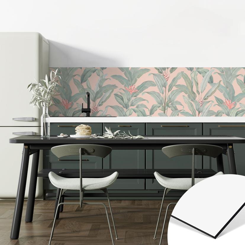 Stænkplade til køkken Urban Jungle tropical leaves pink - Bloomery Decor