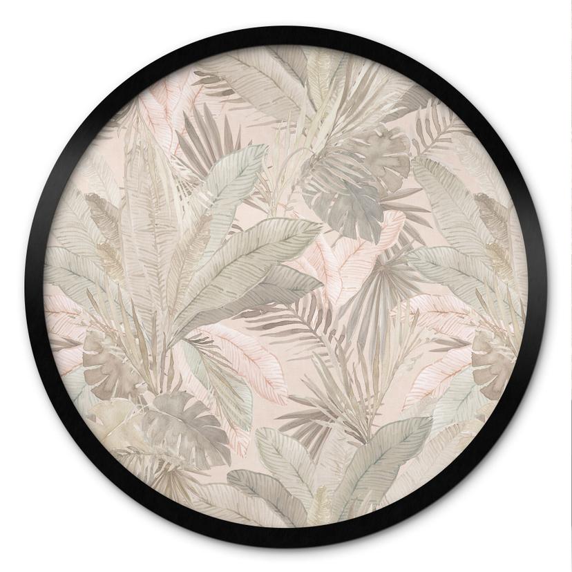 Plakat Tropical Leaves in the Jungle Pastel - Blomsterdekoration - Rund