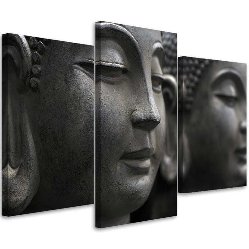 3 stykke lærredsprint, Buddha Zen Spa sort og hvid