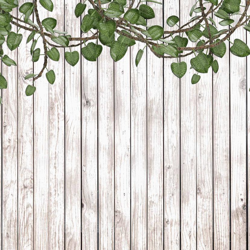 Carta da parati Wood&leaves in marrone e bianco - tessuto non tessuto Designwalls 2 - 2,55 x 3,5 m